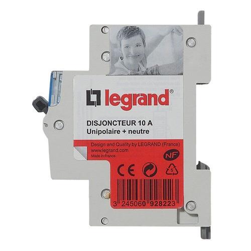 Disjoncteur LEGRAND Phase + Neutre 10A Bornes à Vis 1 Module