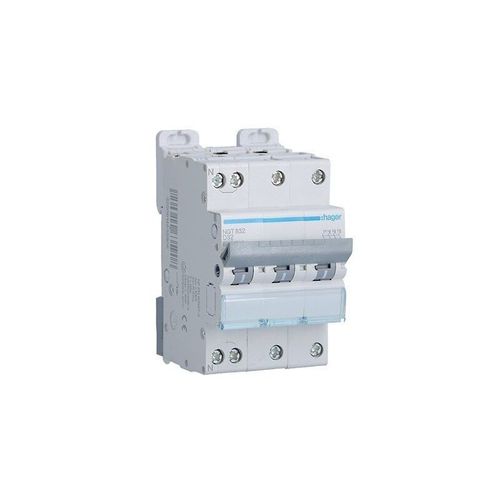 Disjoncteur 3P+N 6-10kA courbe D - 32A 3 modules Hager NGT832