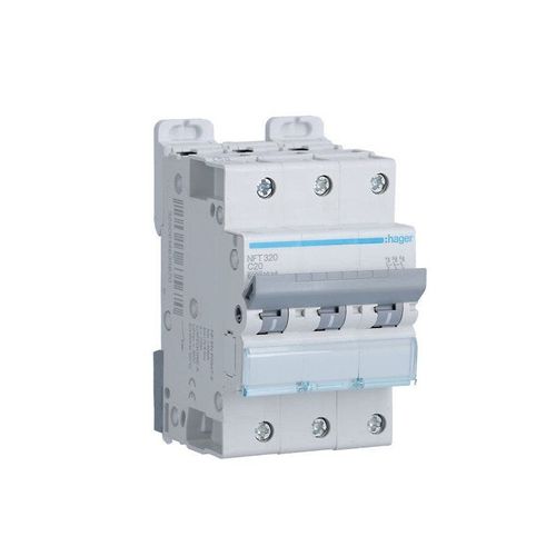 Disjoncteur 3P 610kA courbe C 20A 3 modules