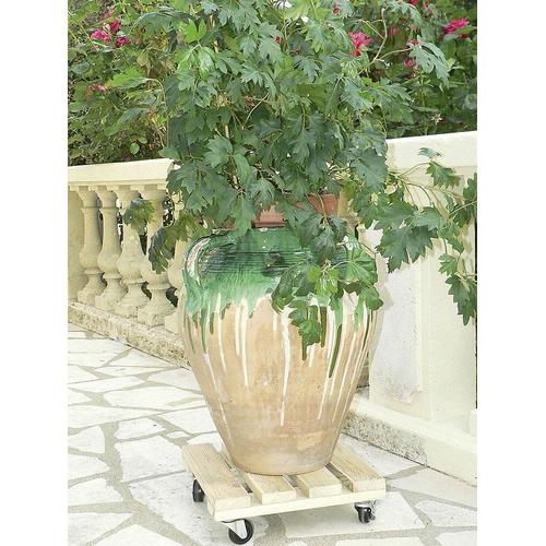 Support à roulettes bois carré ""Flora Roll Autoclave""- 35 x 35 cm