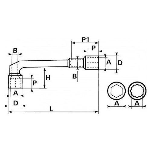 CLE A PIPE DEBOUCHEE 6/6 PANS 12 MM SAM - 94-12