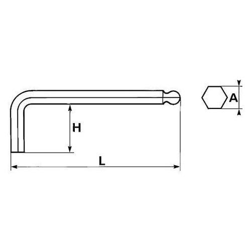 CLE MALE 6 PANS A TETE SPHERIQUE 12 MM SAM - 67-A-12