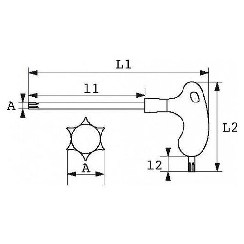 CLE MALE RESISTORX T20X131MM POIGNEE EN L SAM - 59-PTX20