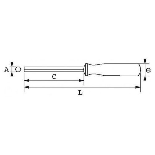 Clé 6 pans emmanchée - diamètre 1,5 mm - série 67 métrique SAM OUTILLAGE