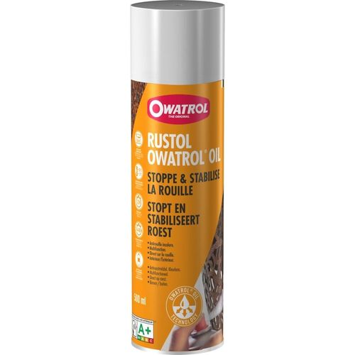 RUSTOL OWATROL OIL SPRAY 500 ML STOPPE & STABILISE LA ROUILLE 3297970307278 ANTI-ROUILLE RENOVER FER METAL AEROSOL ANTIROUILLE MECANIQUE BRICOLAGE MAISON OUTILS JARDIN MOTO COMASOUND KARTEL CSK ONLINE