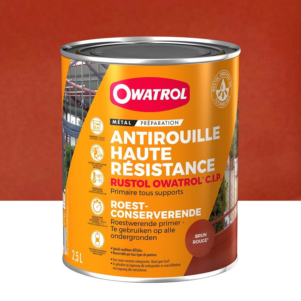 PRIMAIRE SOUS COUCHE ANTIROUILLE HAUTE RESISTANCE RUSTOL CIP 2.5 L PROTECTION RENFORCEE METAL