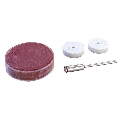 Pâte à polir + 1 feutre + porte-disques roue Ø 22 mm