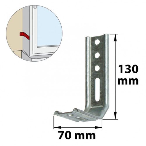Equerre de fixation acier zingué, H.130 x L.70 x P.30 mm