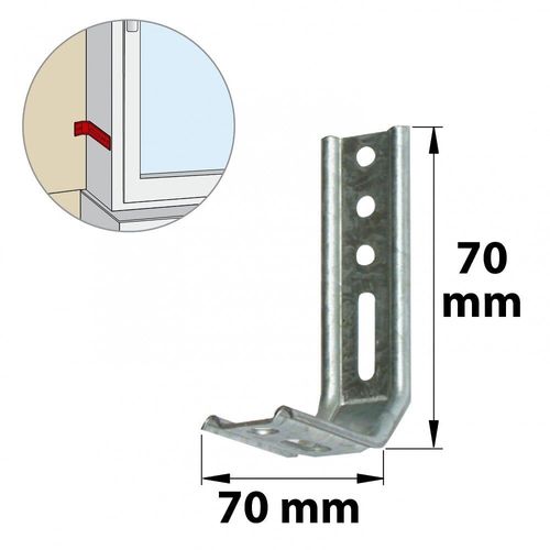 Equerre de fixation acier zingué, H.70 x L.70 x P.30 mm