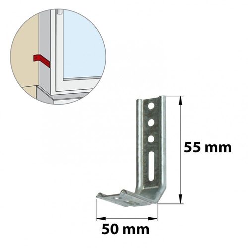 Equerre de fixation acier époxy, H.55 x L.50 x P.30 mm
