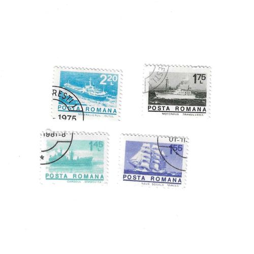 Roumanie - Lot De 4 Timbres Oblitérés 1975 Bateaux