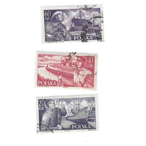Pologne - Lot De 3 Timbres Oblitérés 1956 Bateaux