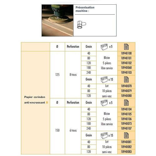 Sidamo - 25 blister de 5 disques auto-agrippants D.150 Grain 80 papier corindon anti-encrassant