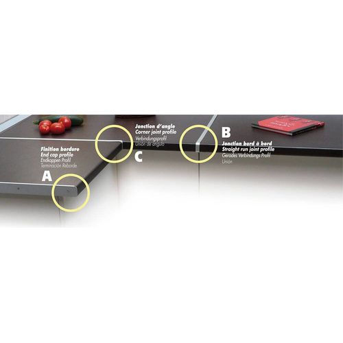 Jonctions d'angle aluminium pour plan de travail 38 mm-rayon 0-2 mm NORDLINGER