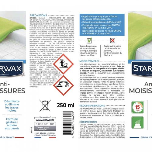 Anti-moisissures Gel Starwax brosse intégrée 250ml