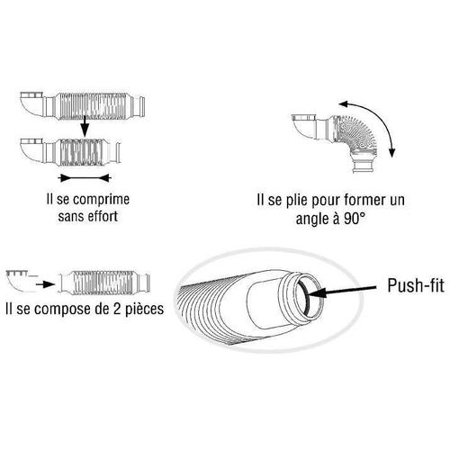 Siphon de lavabo extra-plat - sans garde d'eau - Senzo D40mm WIRQUIN PRO