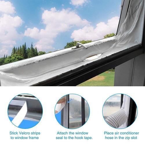 Joint de fenêtre pour climatisation mobile - Tissus de calefeutrage climatisation pour Fenêtres - 400cm - Blanc