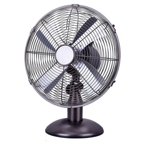 Ventilateur de table mobile BOREA S noir acier bross? - 50W - D30cm - 3 vitesses - Fonction oscillation - maison/bureau