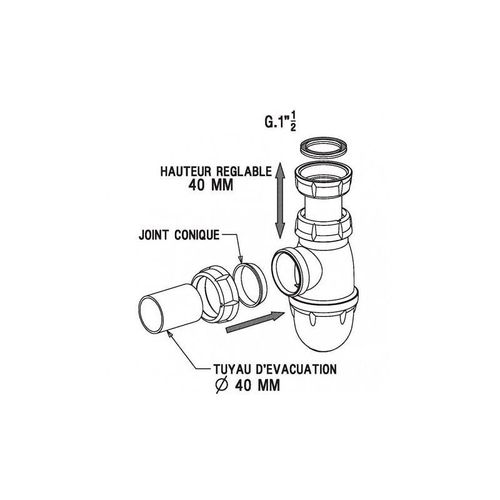 Siphon d'évier polypropylène sans prise machine - 0204002 NICOLL