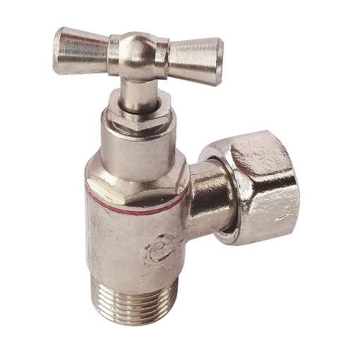 Robinet de WC équerre laiton nickelé M12/17 - Ecrou Prisonnier 12/17