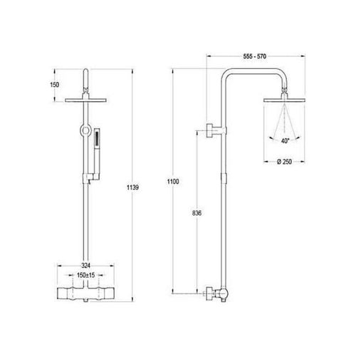 Colonne douche thermostatique Jacob Delafon Toobi douchette 1 jet