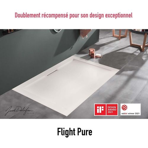 Receveur antidérapant 160 x 90 JACOB DELAFON Flight Pure acrylique rectangle blanc