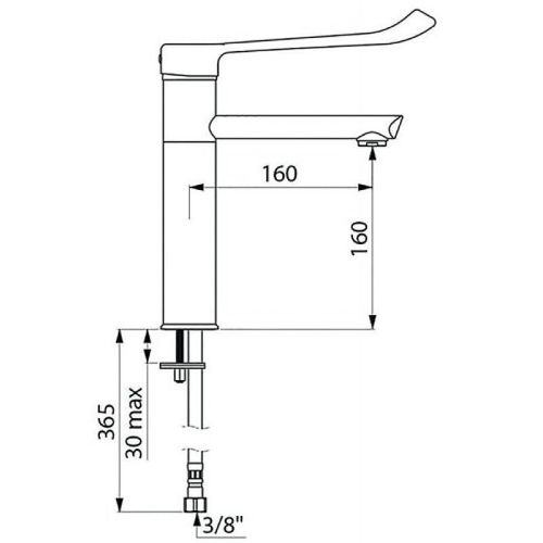 Mitigeur de lavabo à bec haut orientable avec levier médical CHAVONNET