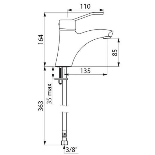 Mitigeur de lavabo à bec fixe type avec vidage cartouche céramique Ø 40 réf. 2520 DELABIE