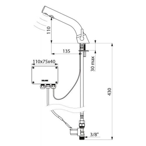 Delabie-Mitigeur électronique BINOPTIC-MIX pour lavabo alimentation secteur 230 12V Réf : 378MCH