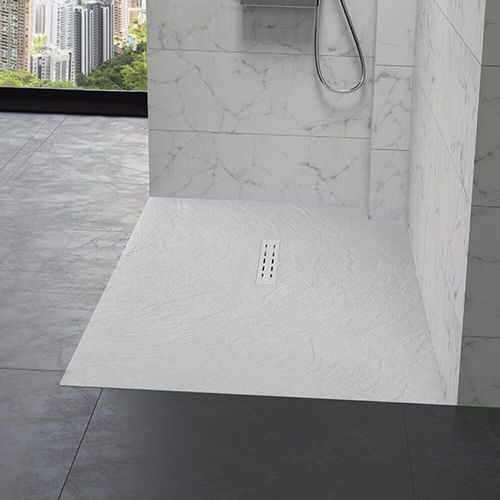 Receveur antidérapant 140 x 90 KINEDO Kinestone biolith rectangle blanc