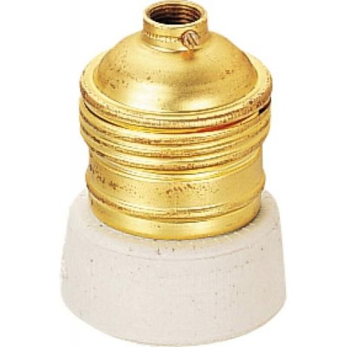 Douille E27 acier laitonné collerette porcelaine EBENOID