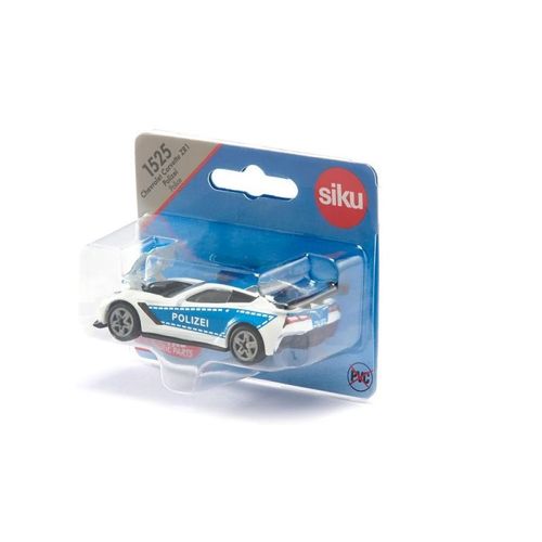 Siku 1525 Voiture De Police Chevrolet Corvette Zr1 Jouet De Police Métal Plastique Bleu Blanc Capot Ouvrable