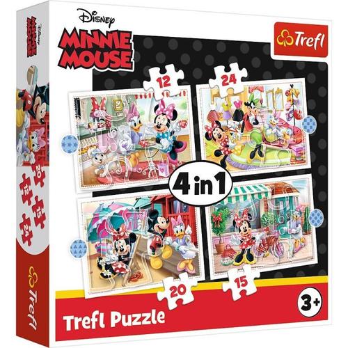 Trefl 12 24 Pi Ces 4 Sets Pour Enfants Partir De 3 Ans Puzzle Tr34355 Minnie Avec Des Amis Minnie Disney Mit Freunden