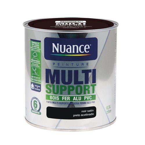 Peinture Multi-support intérieur/extérieur. Noir Satin 0.5L