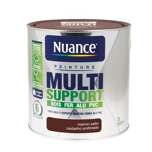 Peinture Multi-support intérieur/extérieur. Marron Satin 2L