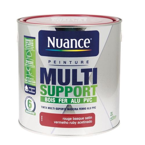 Peinture Multi-support intérieur/extérieur. Rouge Basque Satin 2L