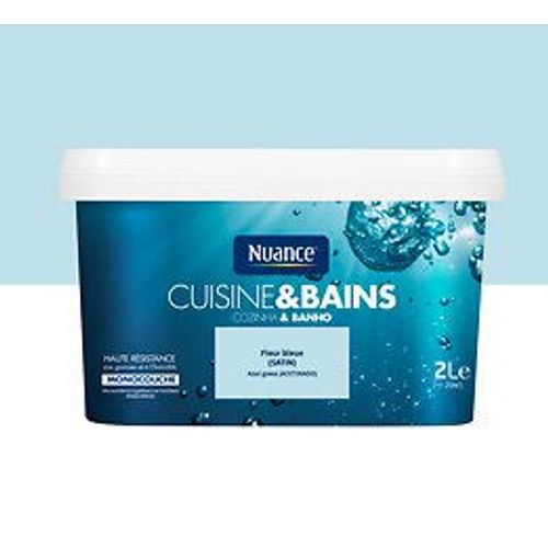Peinture Cuisine et Bains Satin Fleur bleue Pot 2l