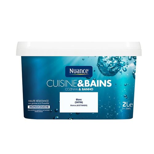 Peinture Cuisine et Bains Satin Blanc Pot 2 L