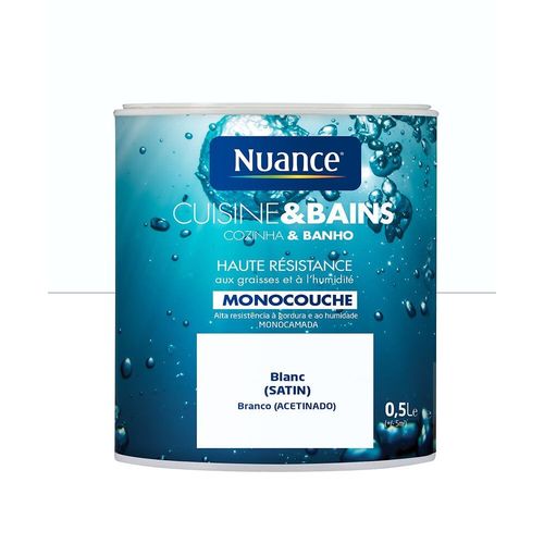 Peinture Cuisine et Bains Satin Blanc Pot 0.5l