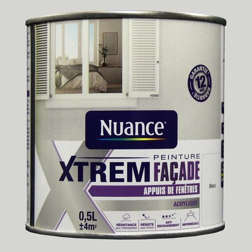Peinture façade Xtrem - Appuis de fenêtres - Acrylique - Blanc - 0.5L