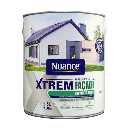 Peinture façade Xtrem - Supports sains - Acrylique - Blanc - 2.5L