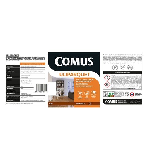 ULIPARQUET SATIN incolore 3L - Vernis vitrificateur haute résistance pour trafic domestique - COMUS