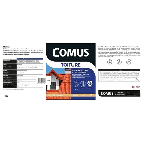 Peinture spéciale imperméabilisation rénovation décoration toiture gris ardoise 3L COMUS