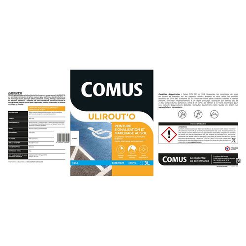 ULIROUT'O BLANC 3L - Peinture pour signalisation et marquage routier en phase aqueuse - COMUS