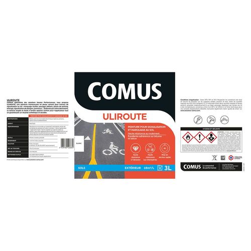 ULIROUTE BLANC 10L - Peinture pour signalisation et marquage routier - COMUS