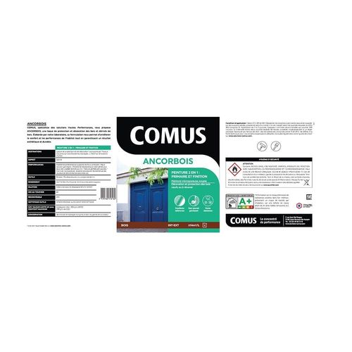 ANCORBOIS blanc 1L - Peinture de protection et de décoration microporeuse 2 en 1 (primaire et finition) pour la protection et décoration du bois - COMUS