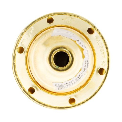 Douille E27 Acier Laitonné double bague borne de terre