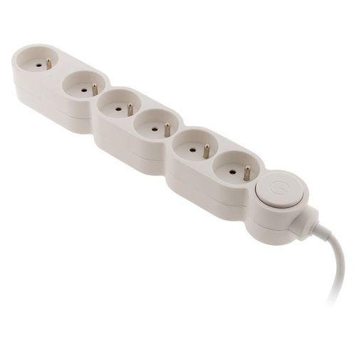 Bloc HOME 6 Prises 16A avec Interrupteur Blanc et Parafoudre Câble 1,5m