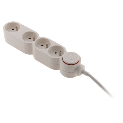 Bloc HOME 4 Prises 16A avec Interrupteur et Parafoudre Câble 1,5m Blanc