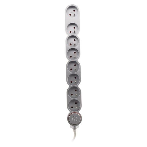 Bloc HOME 8 Prises 16A avec Interrupteur Silver et Fiche Extraplate Câble 1,5m